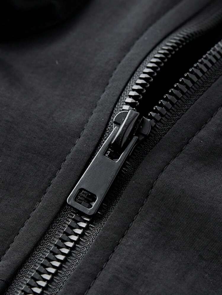 Men's Long Sleeve Zipper Pocket Hooded Jacket