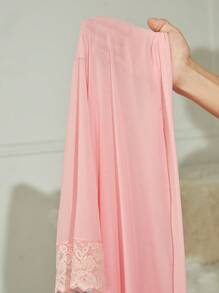 Peignoir Ceinturé Pour Femme, Confortable En Dentelle, Soie Et Transparent - Rose saumon - Voir 7