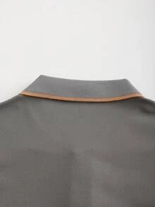 Manfinity Homme Men's Spring & Autumn Fashionable Business Simple Color Turn Down Collar Polo Shirt - Dark Grey - View 7