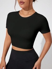 SHEIN Sport Studio Top canotta sportiva con schiena aperta, top da allenamento monocolore