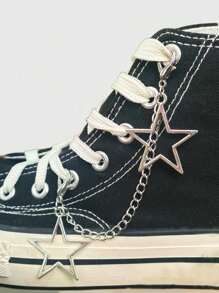 ROMWE Goth Punk Style Star Charm Shoe Accessories - Silver - View 1
