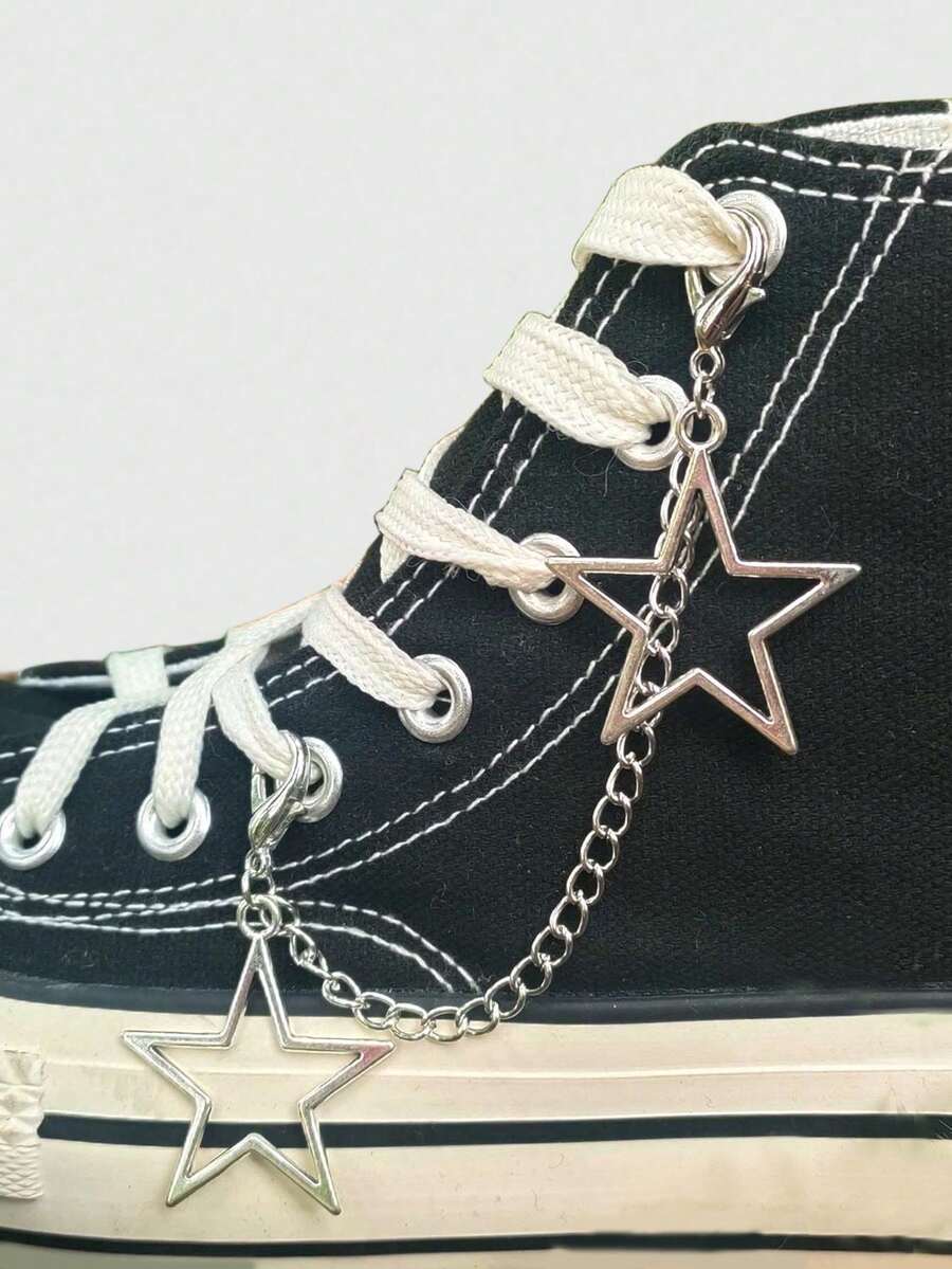 ROMWE Goth Punk Style Star Charm Shoe Accessories - Silver - View 1