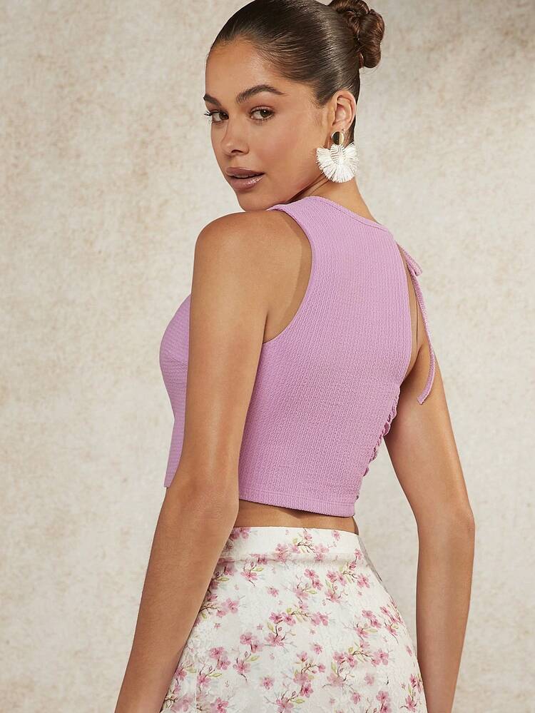 Asymmetric Ruched Textured Crop Top