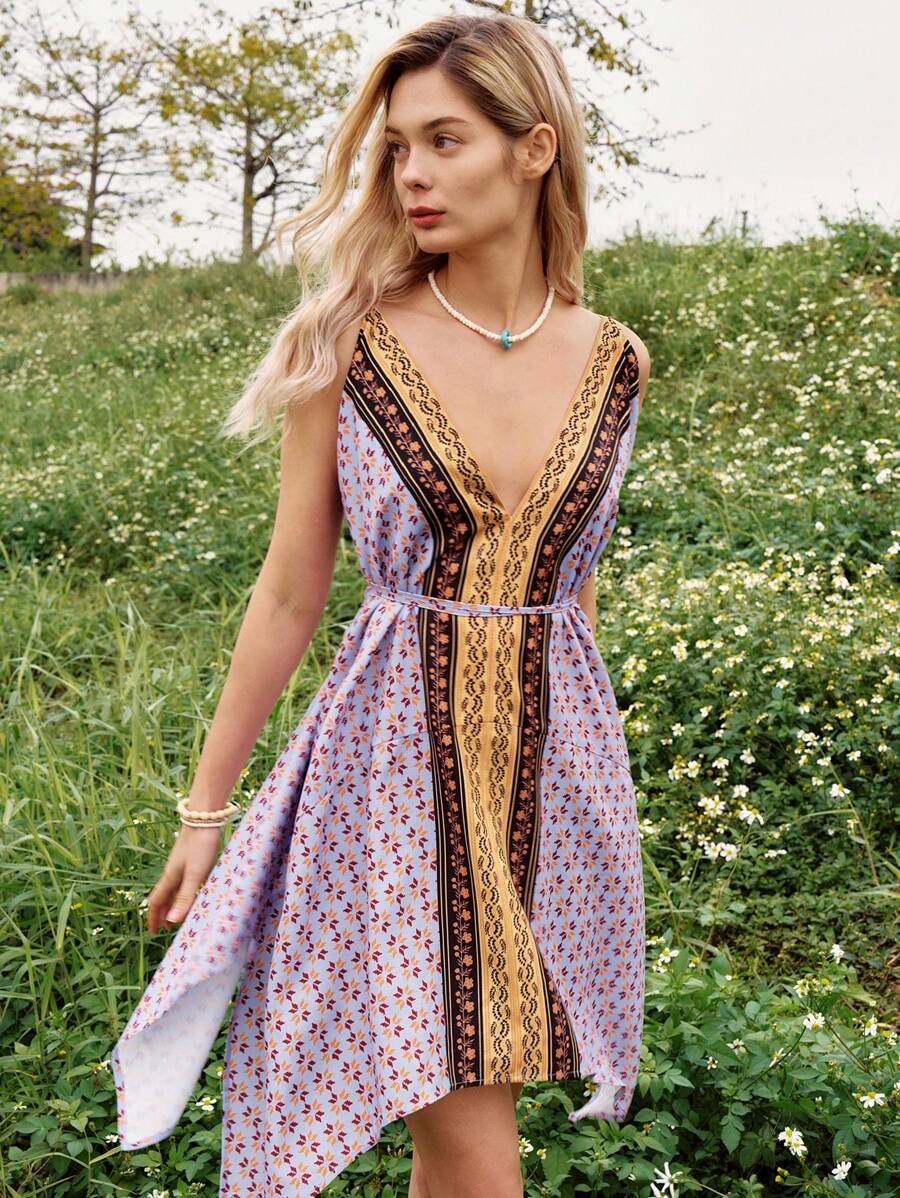 Bohemela 假期夏季全印花細肩帶休閒裙 - 彩色 - 查看 1