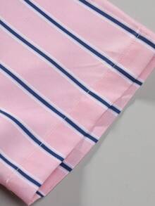 Men Fashionable Pink Short Sleeve Shirt - Pink - View 5