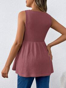 SHEIN Women's Casual Spaghetti Strap Maternity Tank Top With Round Neckline - Redwood - View 2