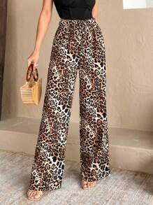 EURMUSE Women Elastic Waisted Pants With Leopard Print - Multicolor - View 6