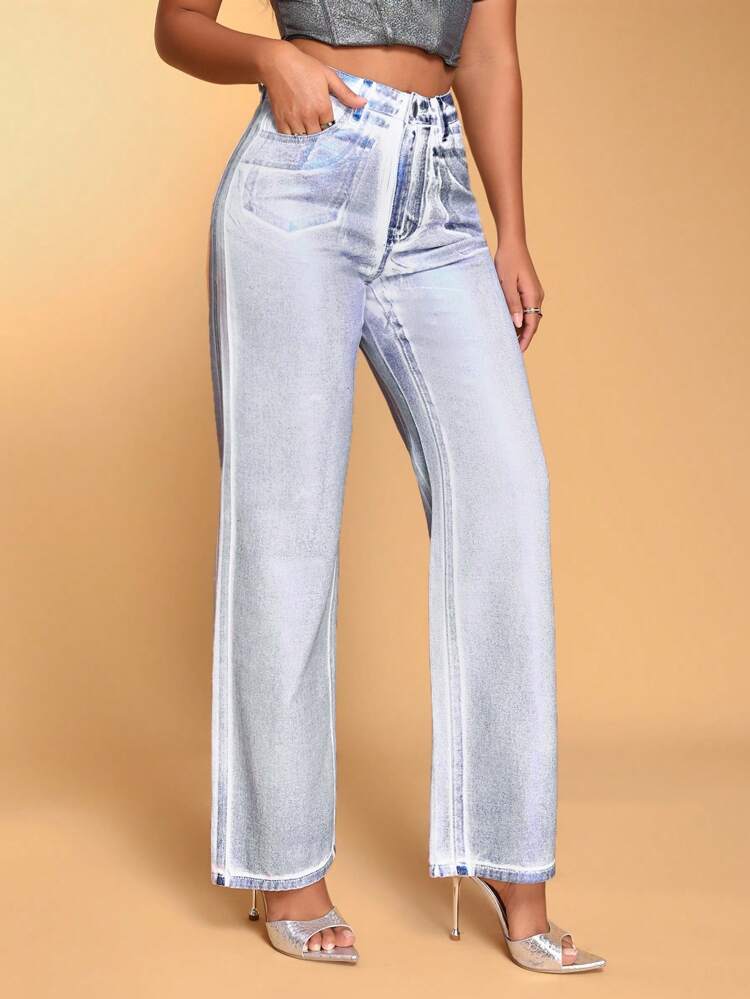 Men's Water Wash Straight Leg Jeans