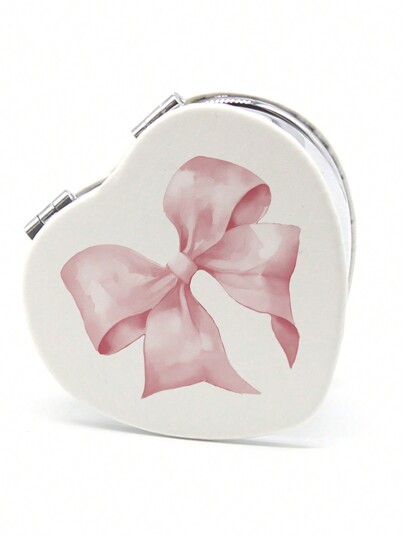 Kawaii 1pc Pink Bow & Heart Shaped Mirror