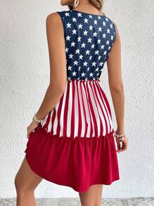 EMERY ROSE 女士無袖美國國旗印花連衣裙,邊緣飄動 - 彩色 - 查看 2