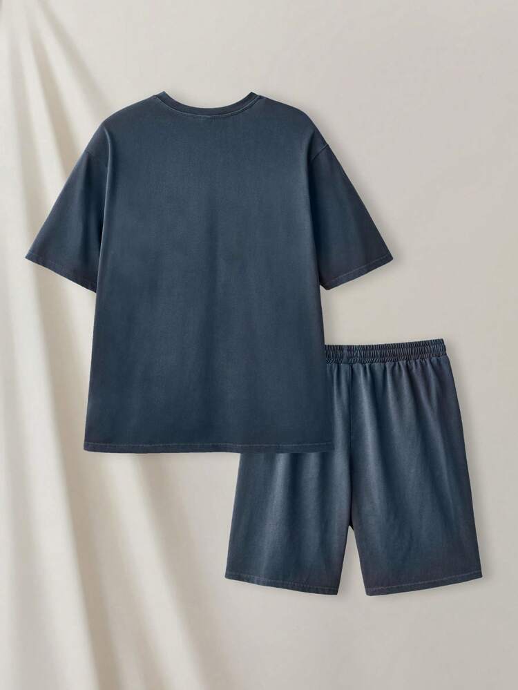 Men's Casual Letter Printed Short Sleeve T-Shirt And Shorts Set