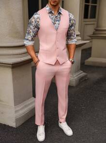 Manfinity AFTRDRK Men Fashion Pink Party Dinner Suit Set - وردي - مشاهدة 5