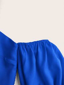 Teen Girl Solid Color Elegant Style Spaghetti Strap Dress - Blue - View 4