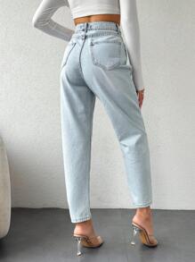 EURMUSE Women's Casual Daily Match Straight Leg Jeans - Light Wash - View 2