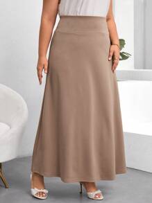 SHEIN Clasi Plus Size Rose Print Color Block Skirt, Suitable For Autumn And Winter
