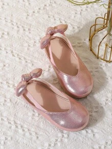 Girls' New Sweet Bow Knot Style Shoes With Open Back Strap For Spring & Autumn - Pink - View 4