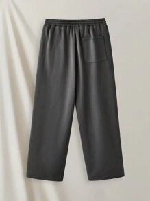 Manfinity RebelGame 男士針織束口腰運動長褲,帶有字母徽章 - 深灰色 - 查看 2