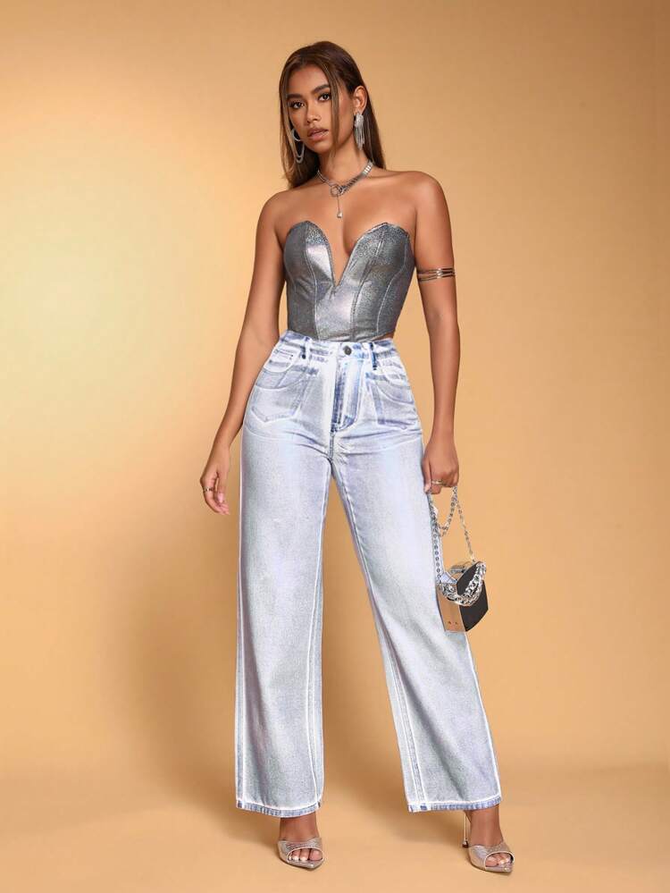 Men's Water Wash Straight Leg Jeans