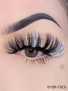 渐变闪光假睫毛，彩色假睫毛，1对仿貂毛蓬松闪光亮片假睫毛，派对妆容适用 - 附閃片/水鑽款 - 查看 8