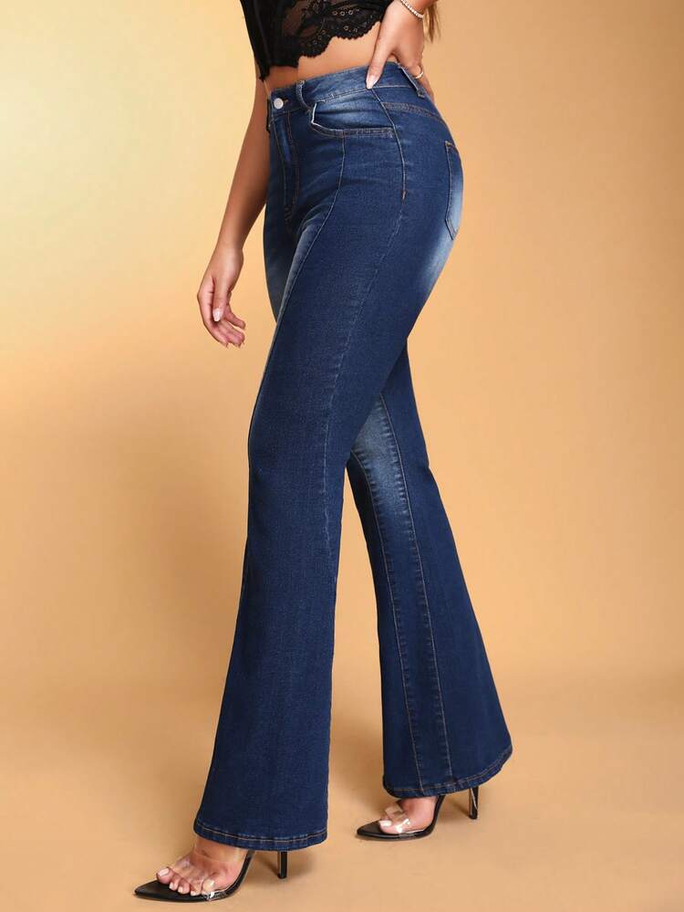 Washed Flared Denim Jeans