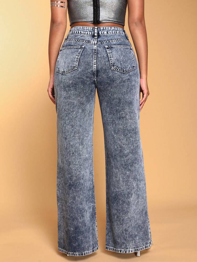 Women'S Button Front Flared Jeans