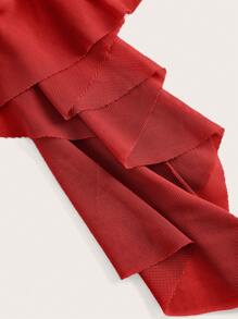 SHEIN ICON Váy bó sát tua rua rong biển bất đối xứng thời trang dành cho nữ - Đỏ - Xem 3