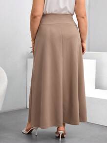 SHEIN Clasi Plus Size Rose Print Color Block Skirt, Suitable For Autumn And Winter