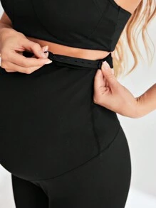 SHEIN Leggings De Maternidad Con Pliegues Y Fruncidos, Se Pueden Usar Como Pantalones De Yoga O Para Hacer Ejercicio Para Una Máxima Comodidad