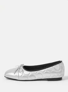 Woman Shoes Solid Color Flat Shoes With Bow Decoration For Spring And Summer