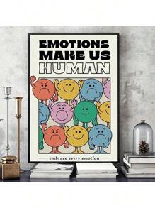 1入/組可愛卡通表情符號海報,壁藝,壁飾,帆布藝術,畫作壁畫沙發客廳海報臥室油畫,不附框架