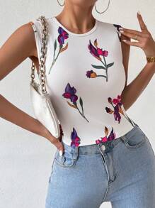 SHEIN LUNE 女士圆领印花休闲基本款日常 T 恤图案 T 恤女式上衣 - 彩色 - 查看 6