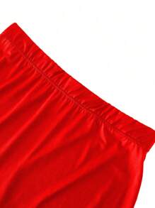 SHEIN Clasi 新年大码纯色优雅半身裙 - 紅色 - 查看 5