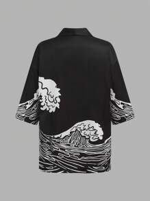 Set Di Maglia A Maniche Corte E Pantaloni Stampati Con Onde Oceaniche Per Ragazzi Adolescenti, Per L'estate