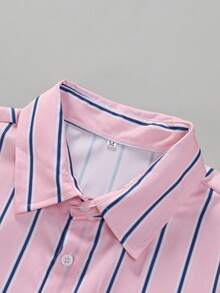 Men Fashionable Pink Short Sleeve Shirt - Pink - View 6