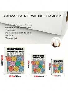 1入/組可愛卡通表情符號海報,壁藝,壁飾,帆布藝術,畫作壁畫沙發客廳海報臥室油畫,不附框架