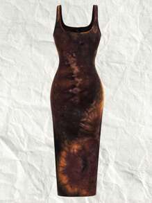 SHEIN EZwear 流行染色背心洋裝,適合音樂節 - 彩色 - 查看 2