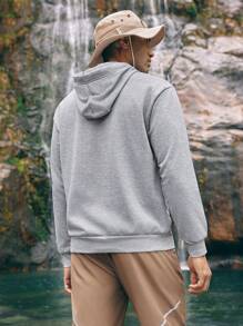 In My Nature Men's Letter Printed Drawstring Hooded Outdoor Sports Sweatshirt - Dark Grey - View 2