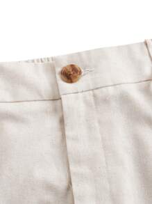 SHEIN BASICS 女性實色大尺碼彈性腰帶束腰褲 - 杏色 - 查看 8