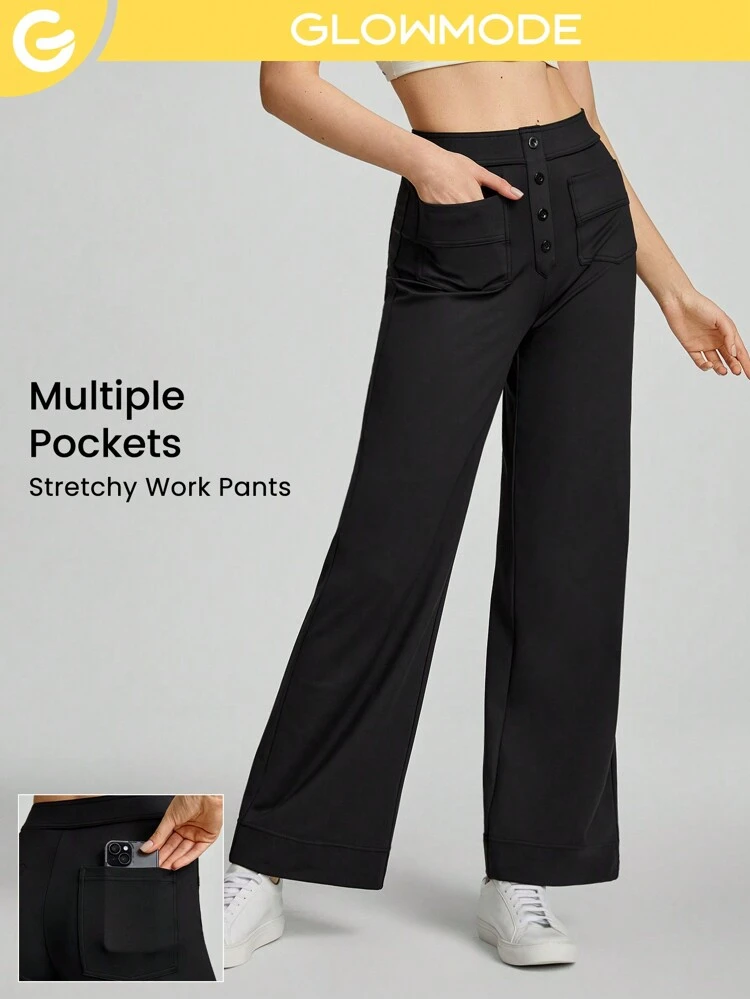 Straight Leg Cargo Pants With Patch Pockets Daily Casual Summer