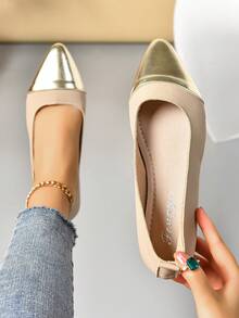 女款雙色尖頭平底鞋,精靈風格萬能平底鞋 - 彩色 - 查看 3