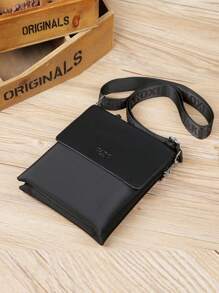 saroxi 1 件时尚新款男士单肩包、斜挎包、轻便时尚黑色户外斜挎包，带多个口袋，通勤多功能，PU 皮革休闲简约风格黑色/棕色包，送给男朋友的礼物 - 黑色 - 查看 7