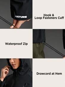 In My Nature Women's Solid Color Casual Hooded Outdoor Windbreaker Jacket - Black - View 7