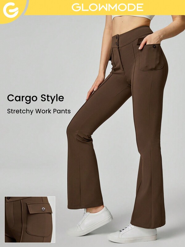 GLOWMODE Cargo Knit Pocket Flare Pants Daily Casual Summer