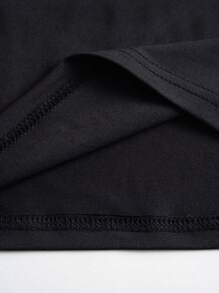 INAWLY 女士高領鑽孔袖t恤 - 黑色 - 查看 6