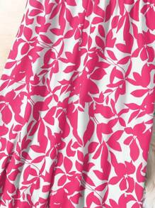 Falda maxi de mujer EARO con estampado floral y cintura elástica, estilo de vacaciones - Rosa Fucsia - Ver 4