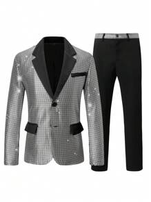 Manfinity AFTRDRK Conjunto de traje plateado con estilo para hombres - Negro - Ver 5