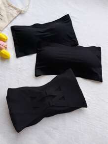 Sujetador Envuelto Sin Tirantes De Seda Con Clips Invisibles Para Niña Adolescente Sin Espalda - Negro - Ver 3