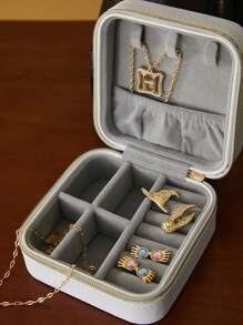 HARRY POTTER X SHEIN White Jewelry Storage Box With Animal & Letter Print, Gifts, Valentine Day,Vacation, Back To School