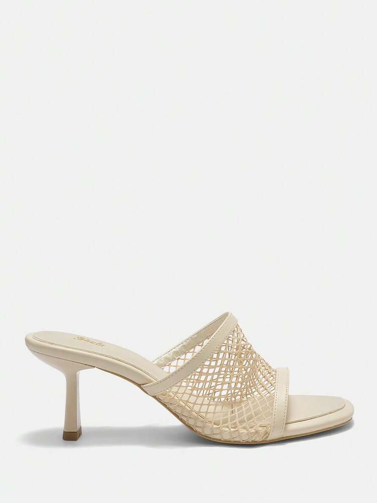 Ladies' Round Toe Stiletto Mesh Sandals, Simple And Fashionable Style, Graduation Heel, Prom Heels For Summer Vacation Shoes Summer