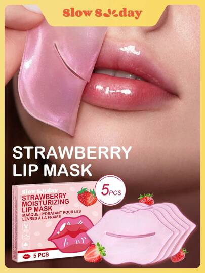 SlowSunday Strawberry Moisturizing Lip Mask,  For Hydrating Dry Lips - Nourishing, Firming And Plumping, Bring Pearl-Like Gloss And Silky Feeling, K Beauty, Cozy Fall & Winter Styles, Suitable For Autumn Winter, Y2K, For Halloweens, Party & Gifts, Thanksgiving & New Year, Thank You Gift, For Christmas,  Christmas Gifts